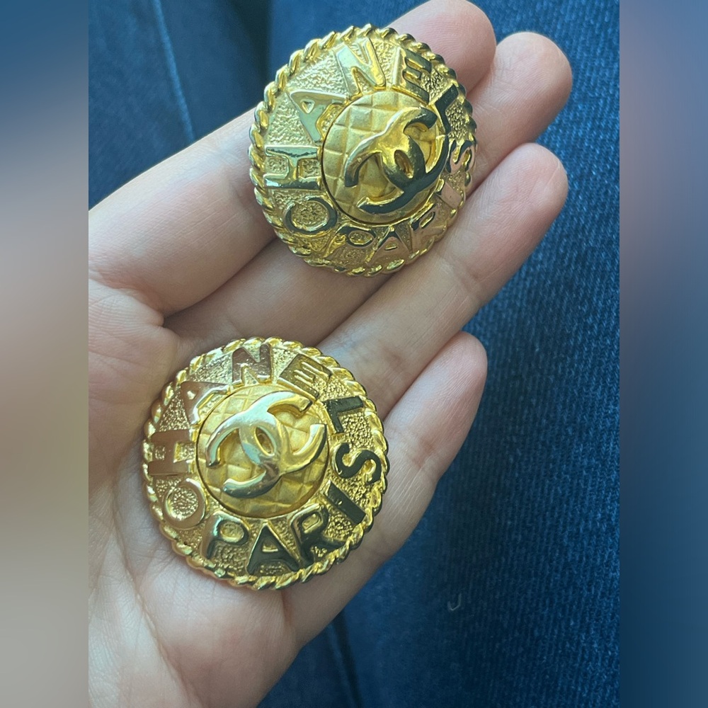 Chanel Gold Double C Earrings